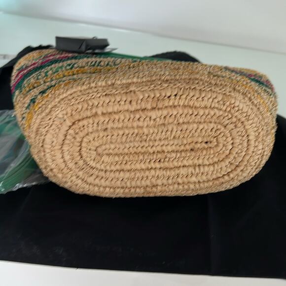 NWT $385 MAJE MEDIUM Vert Casino leather straw bag w/ strap and top handle - Picture 7 of 16